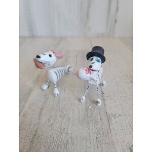 Day of Dead skeleton pups hot dog money Halloween figure set
